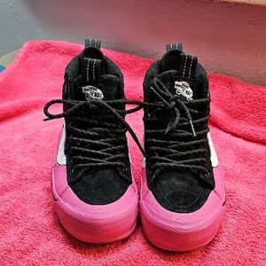 Vans Womens Black and Pink Sneakers